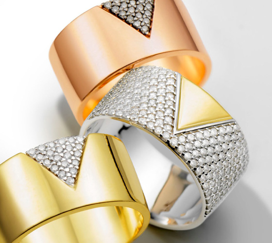 Three rings with small diamonds