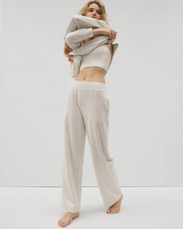 Heather crystal terry straight leg pants